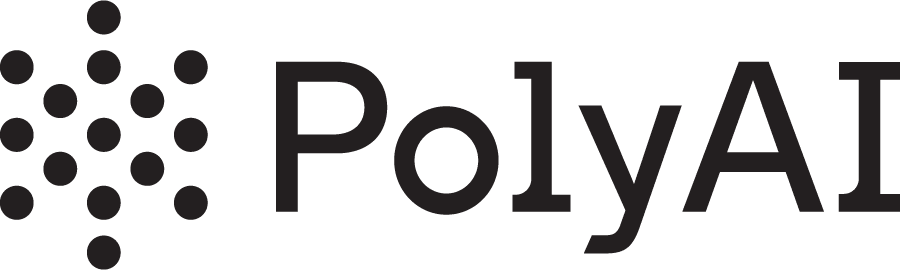 PolyAI logo with a cluster of dots forming a pattern.