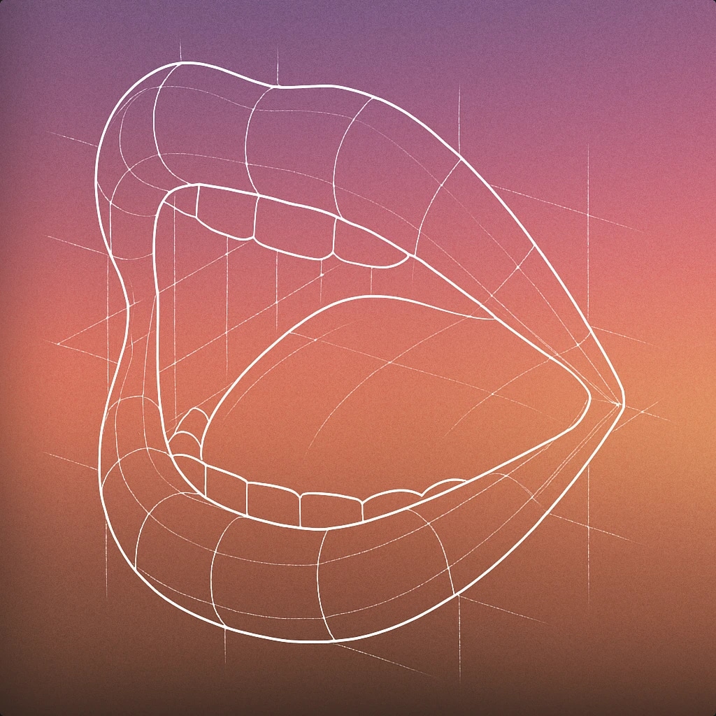 Cover of open mouth with rounded lips for Ooh sound effects