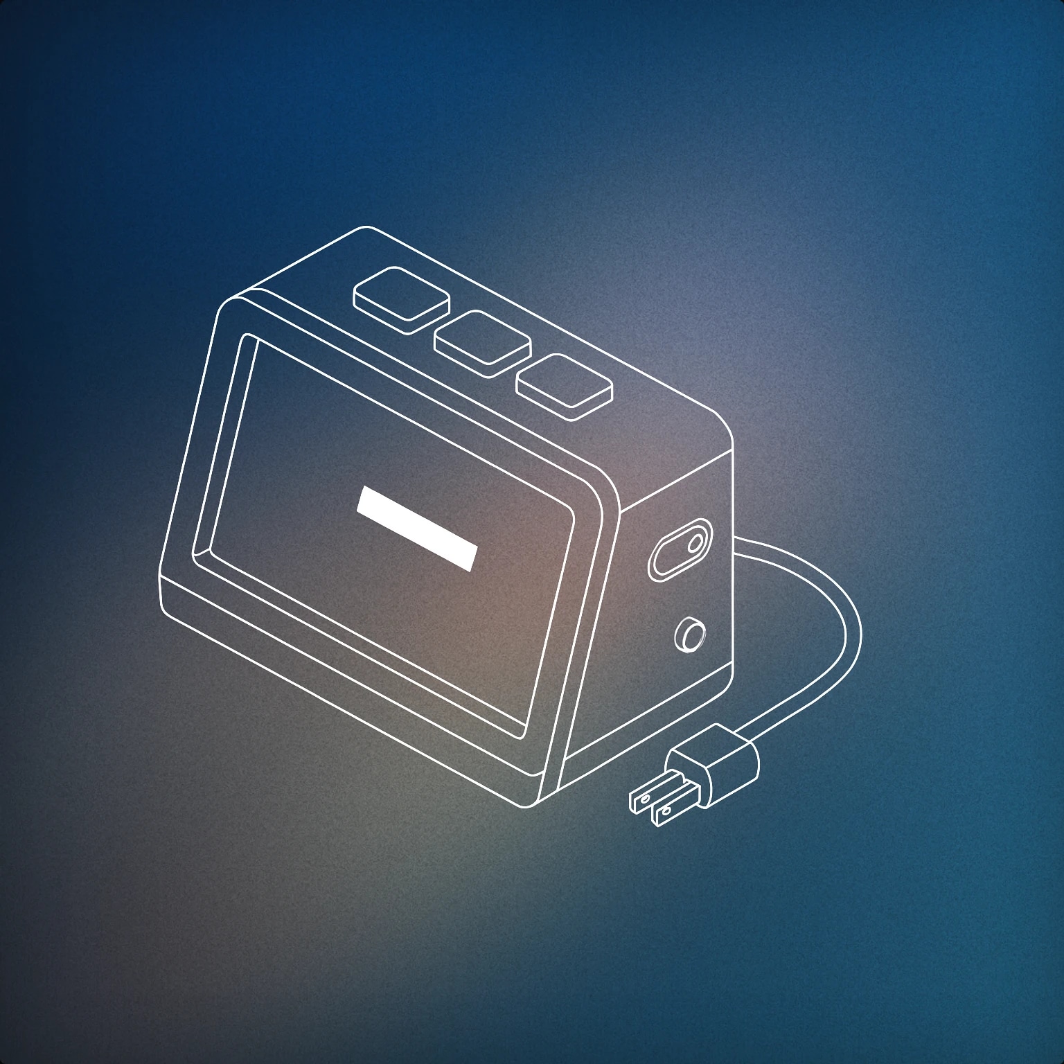 Cover of a digital alarm clock displaying a single, bold dash on its screen for Bleep sound effects