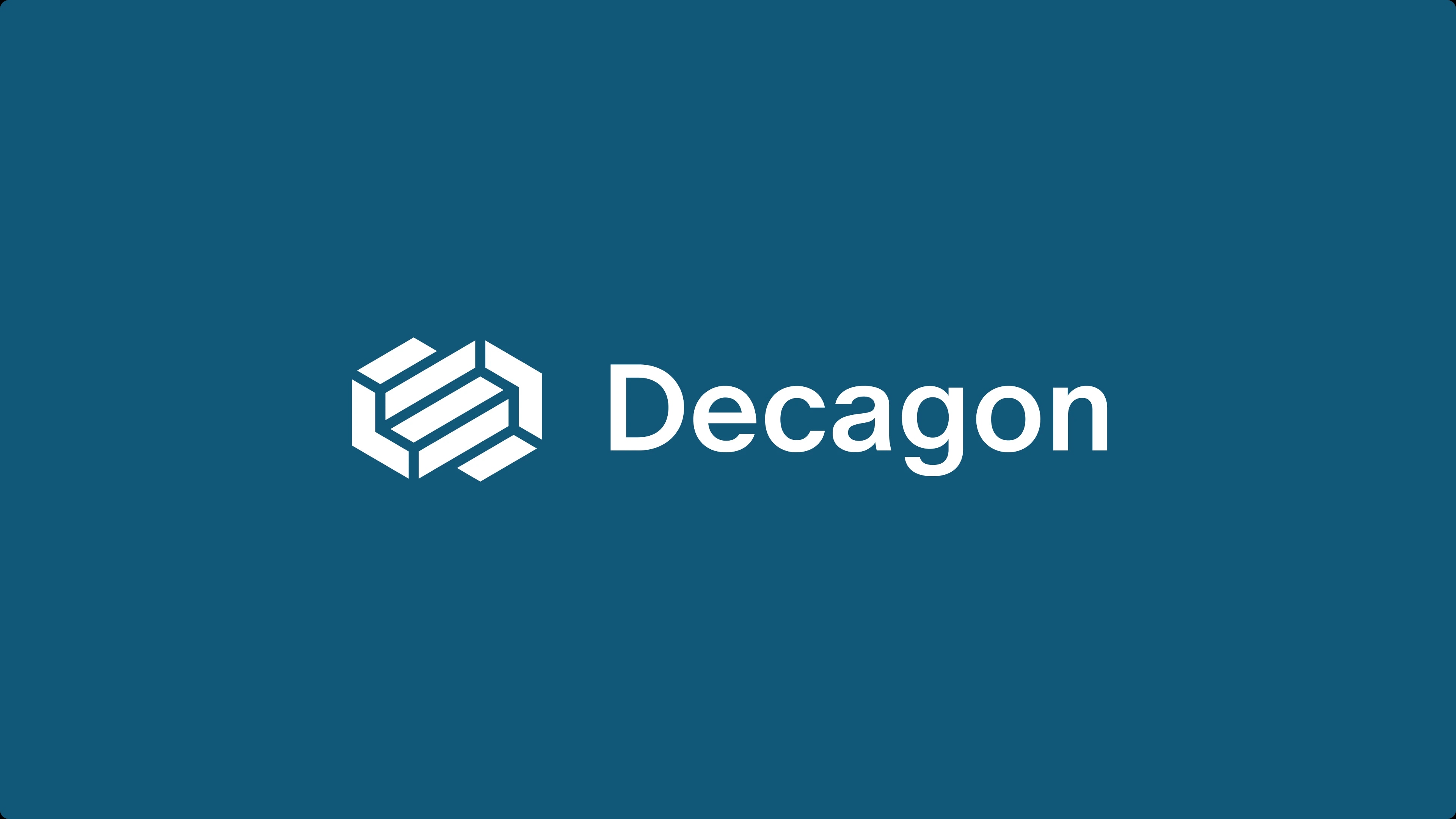 Decagon logo with a geometric icon and the word "Decagon" on a blue background.