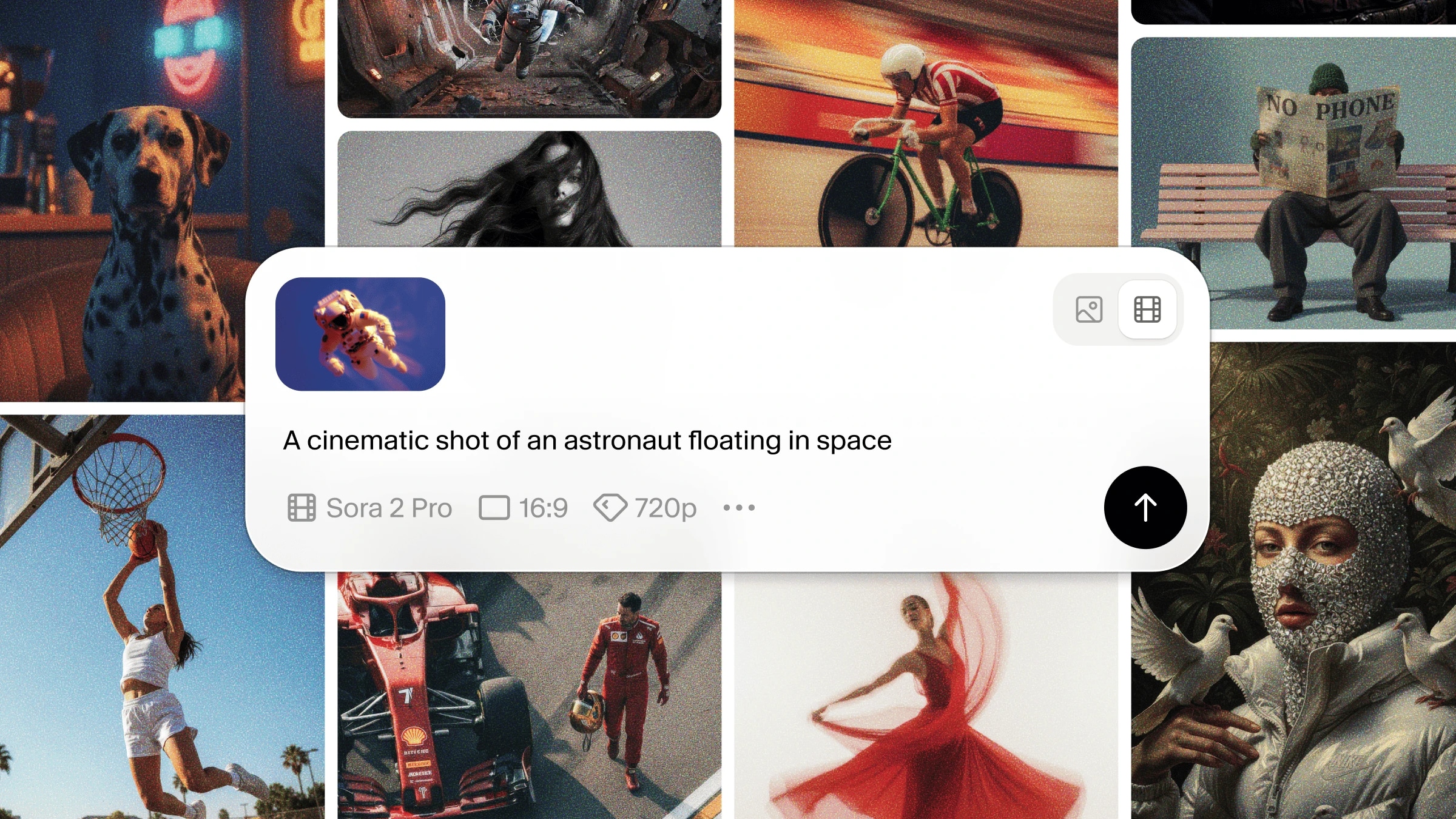 Prompt box surrounded by images