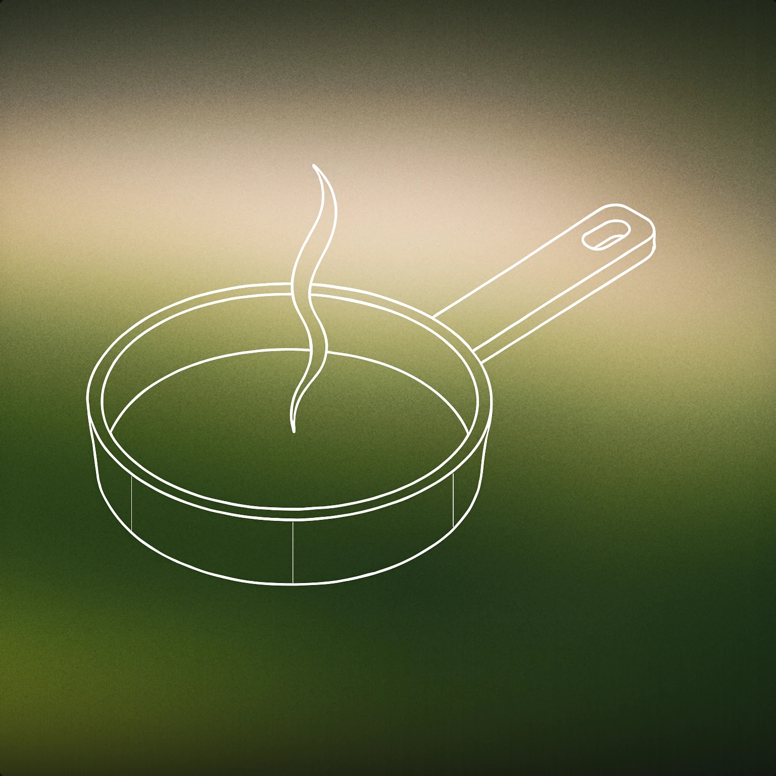 Cover of A stylized frying pan with a single, prominent wavy line rising from its center to represent the sizzle sound for Sizzle sound effects