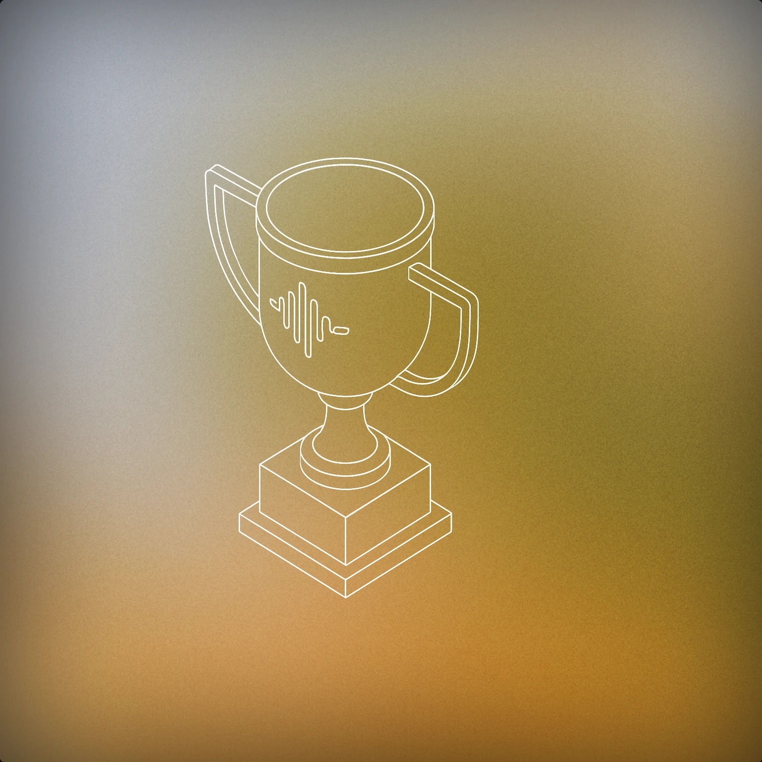 Cover of trophy with a stylized soundwave engraved on its front for Win sound effects