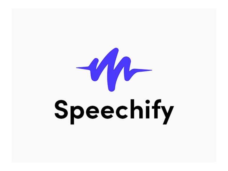 Speechify logo with a blue sound wave icon and the word "Speechify" in black text.