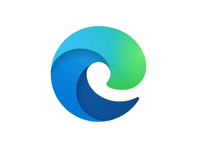 Stylized wave forming the Microsoft Edge logo in shades of blue and green.