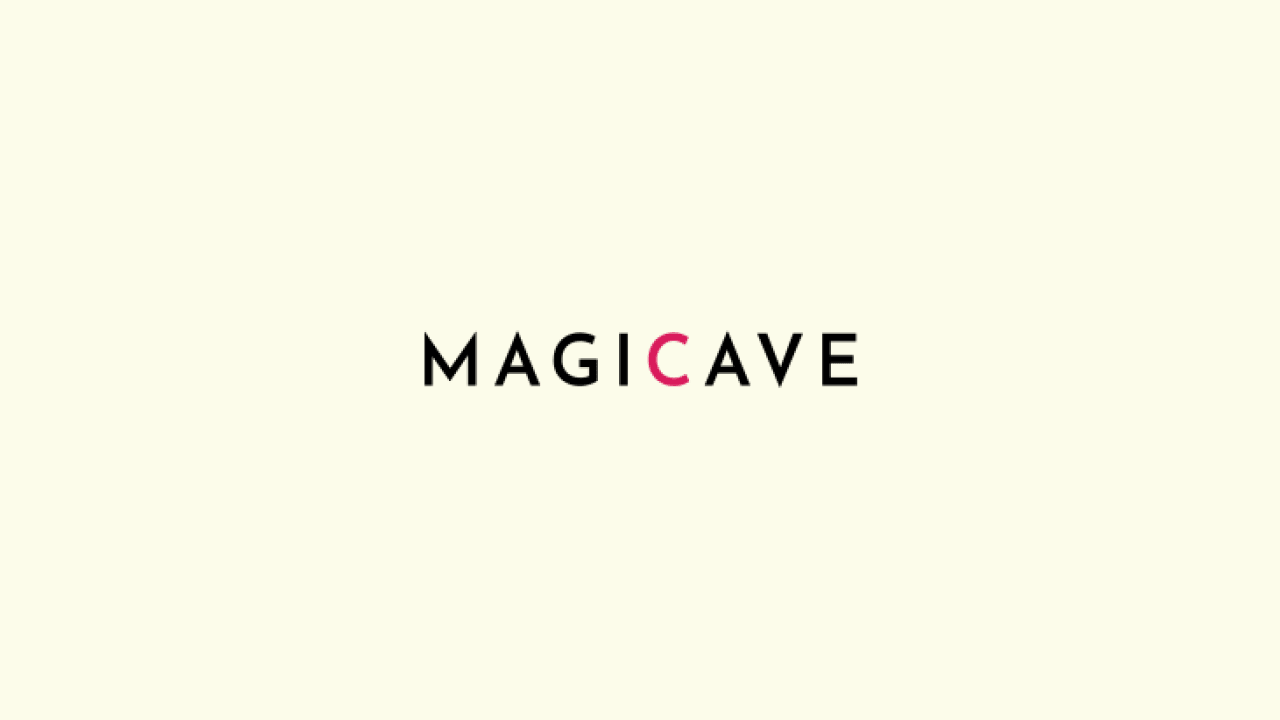 Magicave logo with the word "MAGICAVE" in black letters and the letter "C" in pink on a light background.