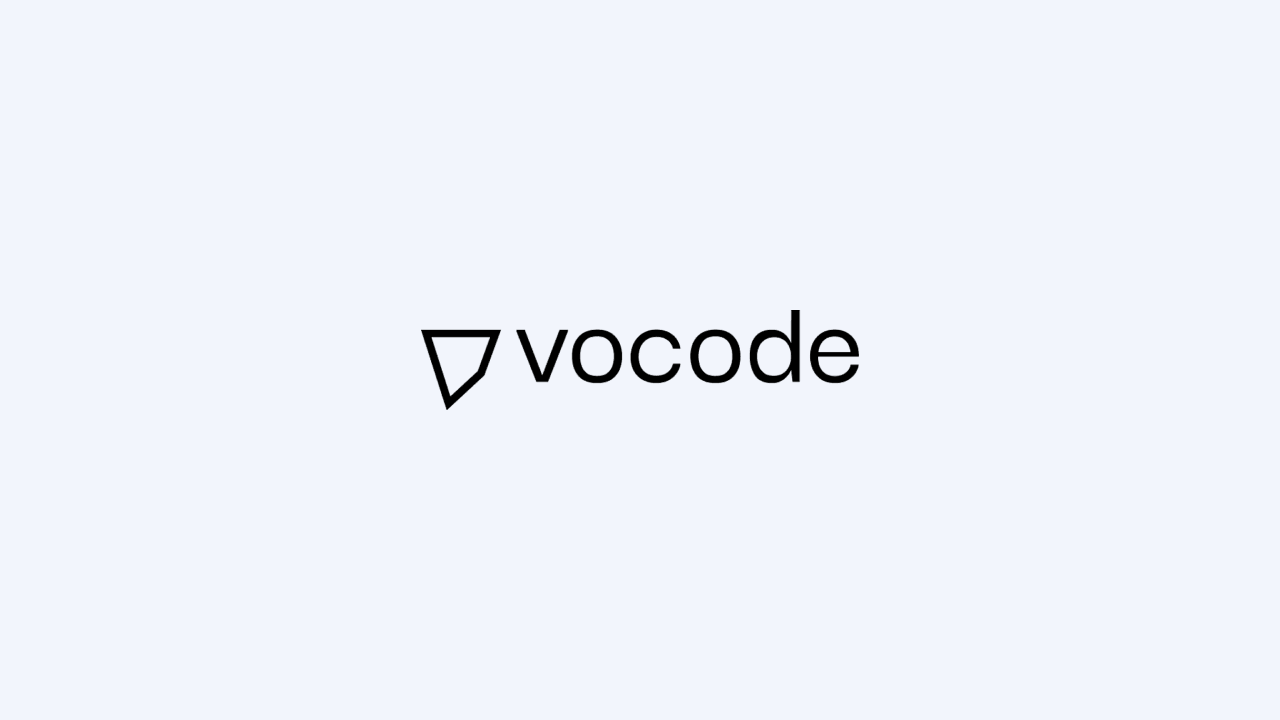 Vocode logo with a stylized triangle icon and the word "vocode" in black text.