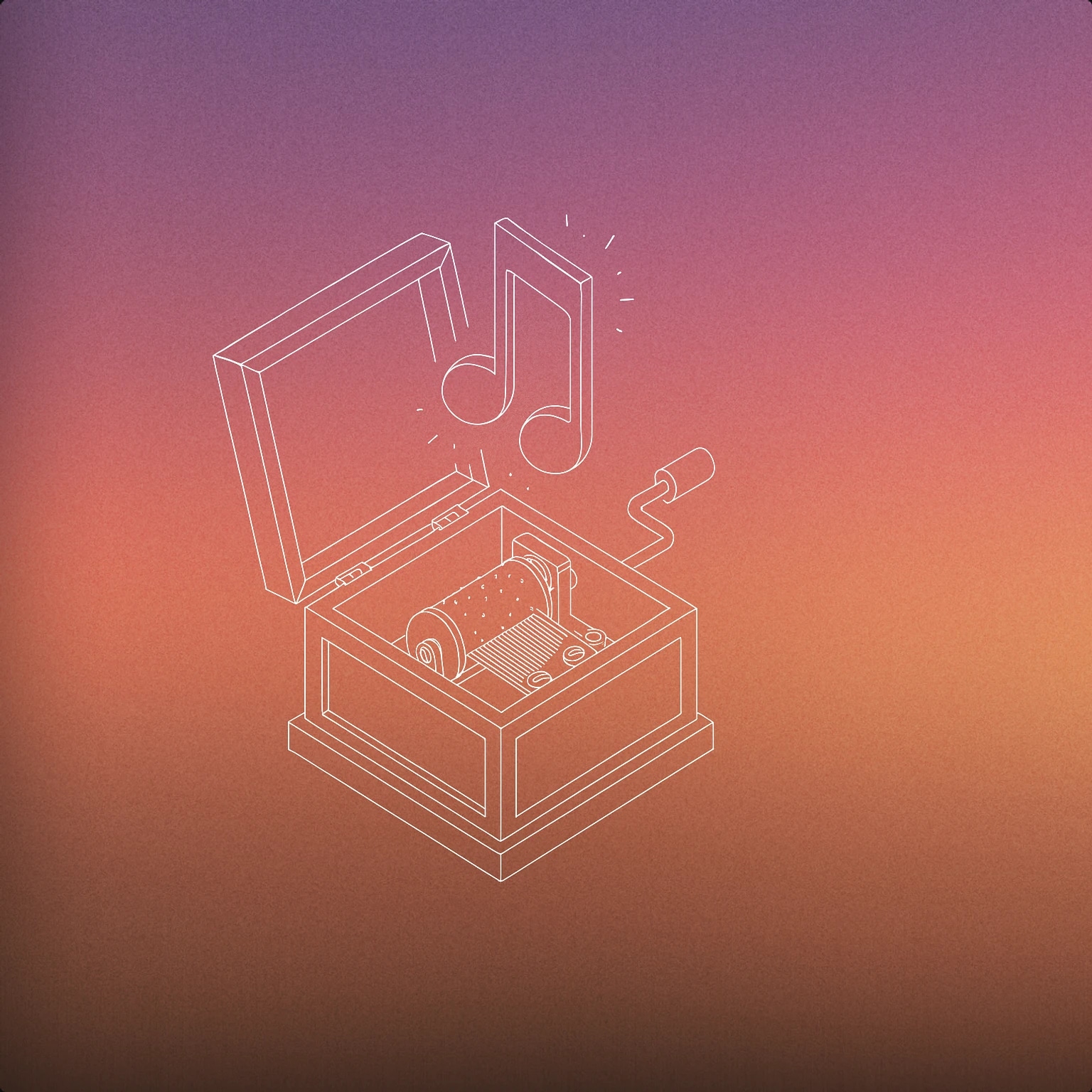 Cover of an enchanted music box with a floating, glowing note above it for Magic sound effects