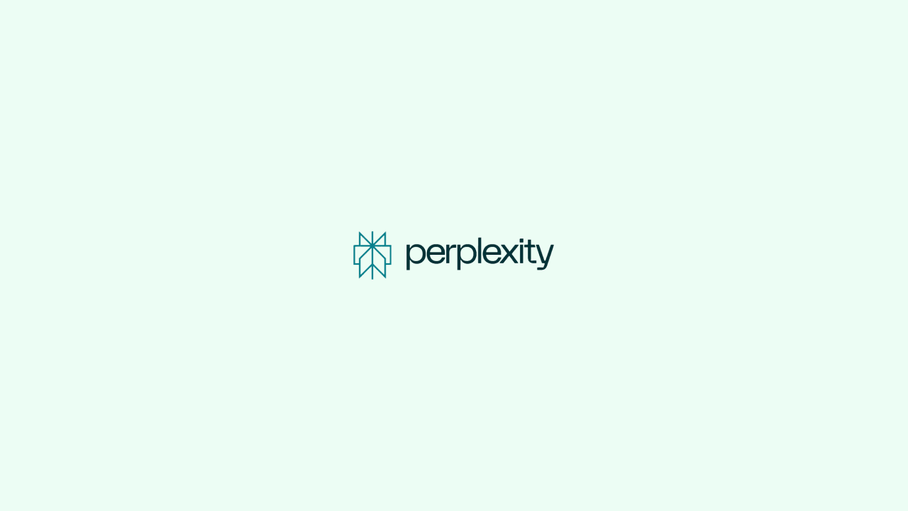 Perplexity logo with a geometric icon and the word "perplexity" on a light green background.