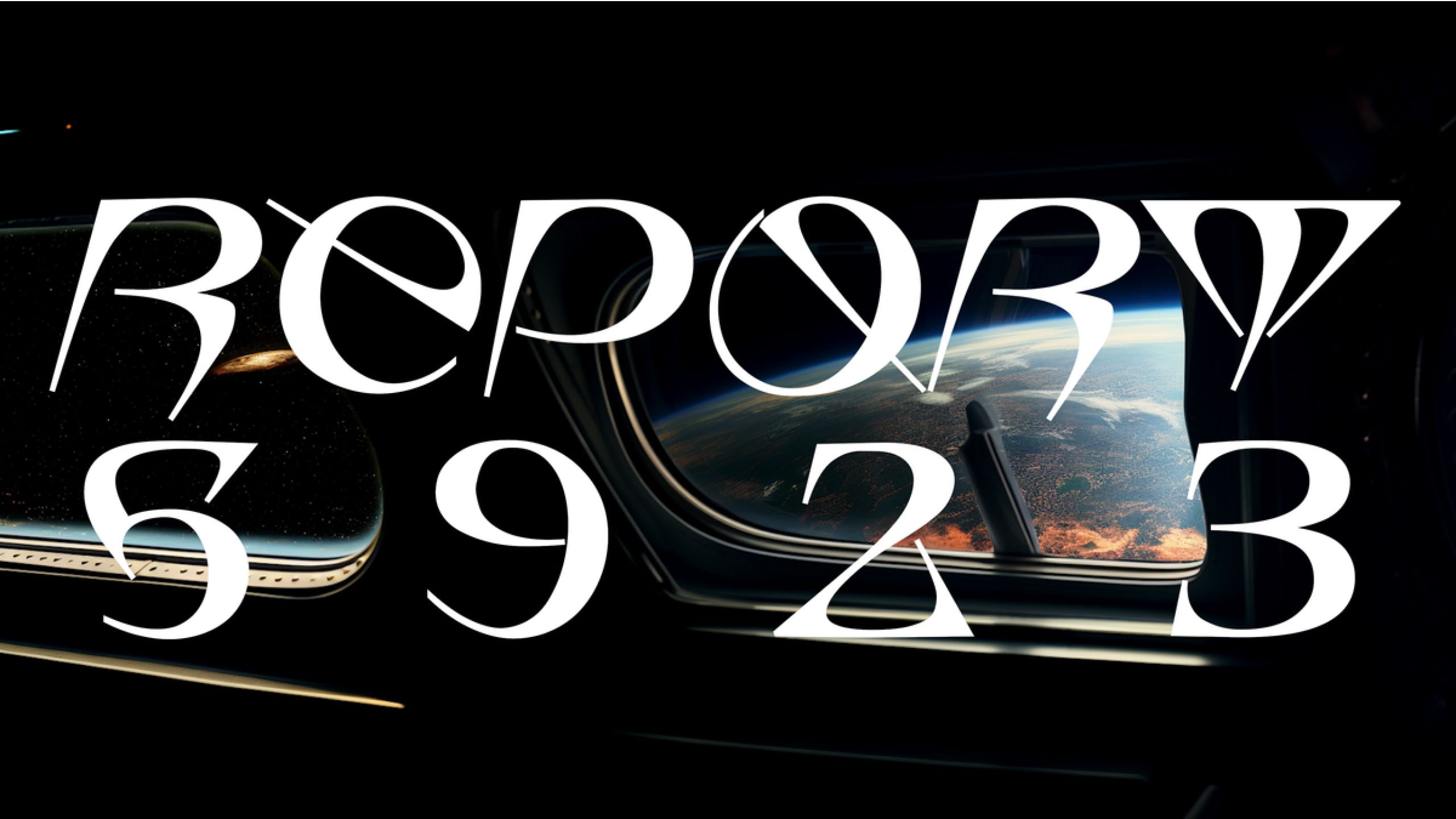 View of Earth from space with large white numbers and text overlay reading "REPORT 6923".