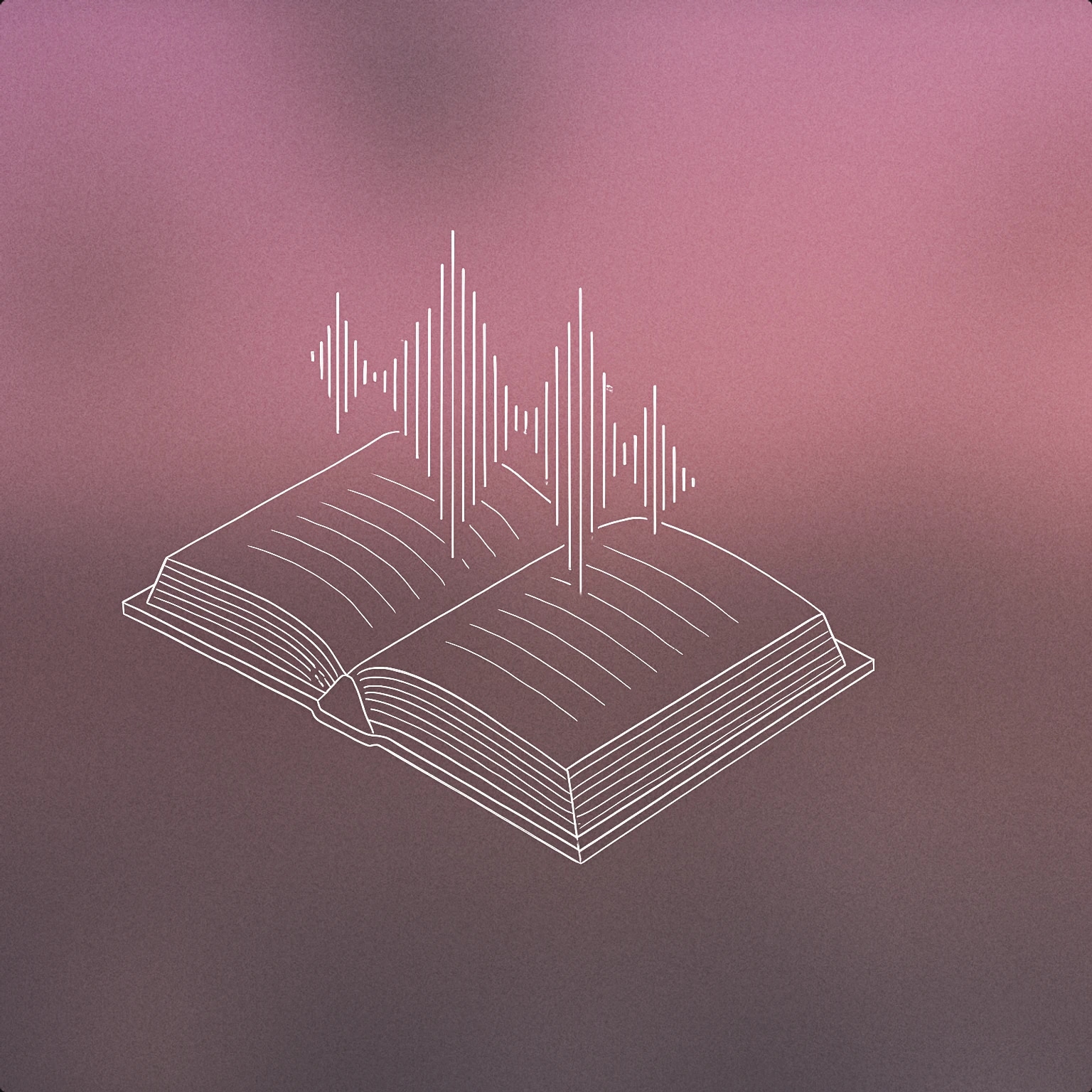 Cover of an open book with soundwave patterns emerging from its pages for Wise mentor voice library